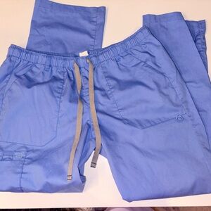 WonderWink Women’s Scrub Pants in Light Blue with Gray Drawstring